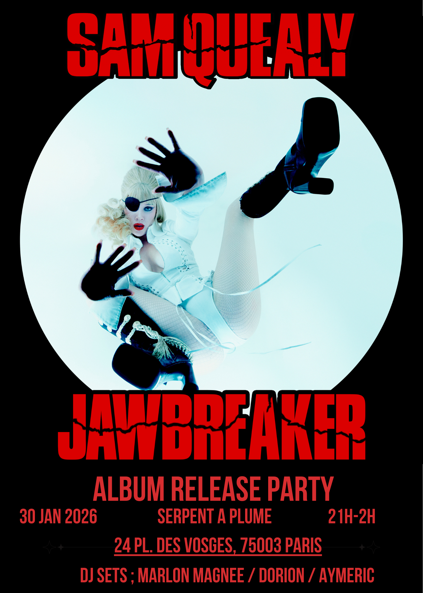 Affiche album release party de "JAWBREAKER" par Sam Quealy