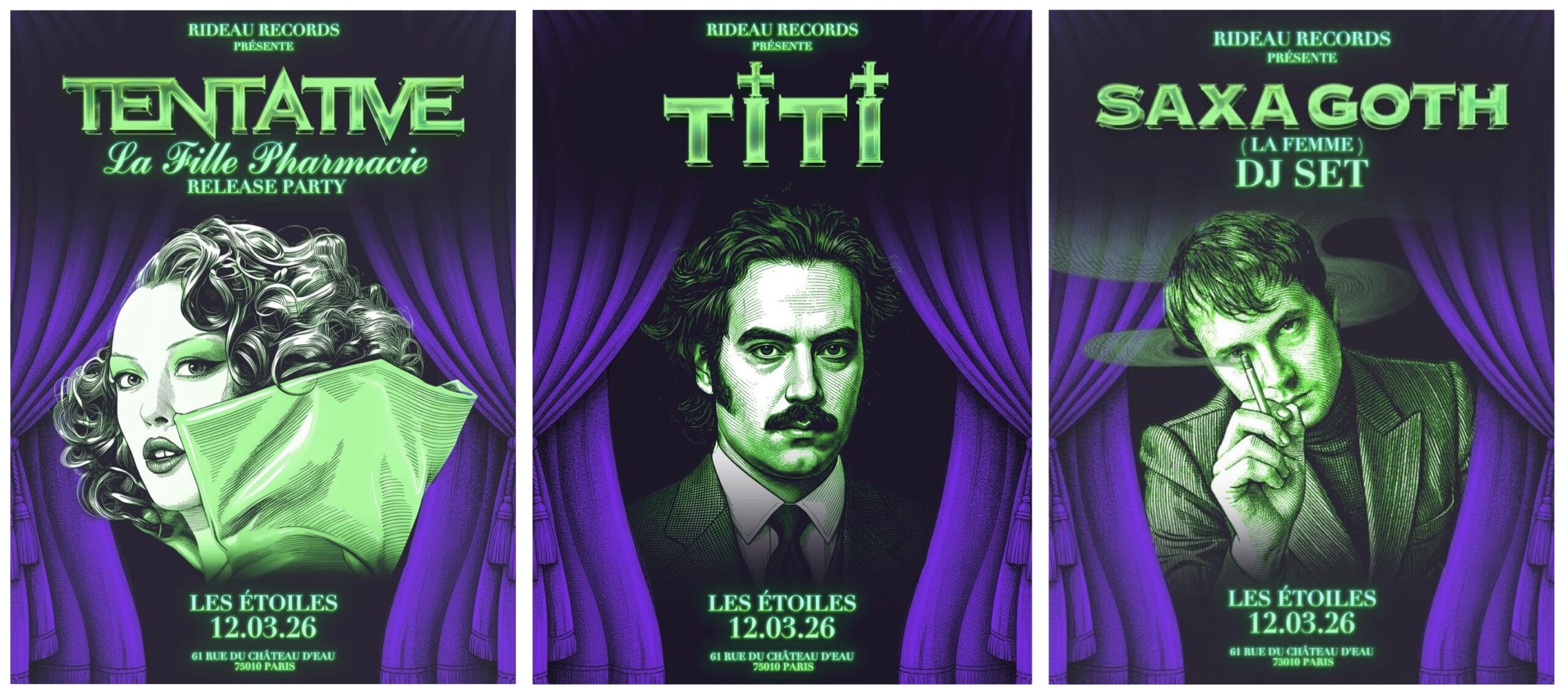 Affiches de la soirée Rideau Records au Théâtre Les Étoiles - Rideau Records©